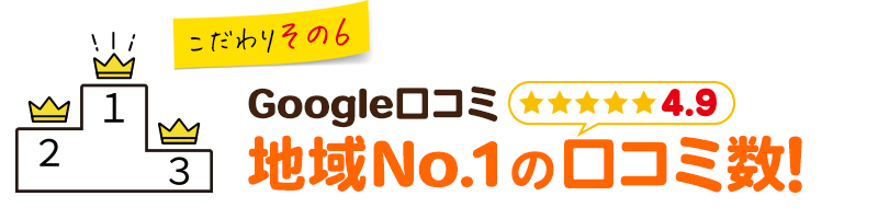 Google口コミ 地域ナンバー1の口コミ数!
